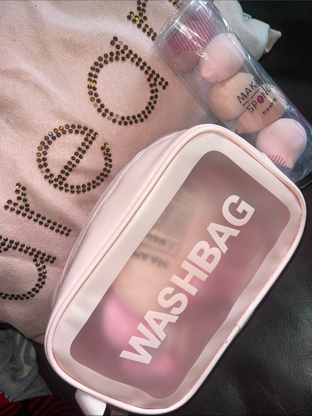Pink Washbag Travel Cosmetic Pouch Beauty Blenders